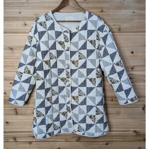 Rylee and Cru Jacket Womens Large Quilted Shacket Blue Print Boho Cottagecore